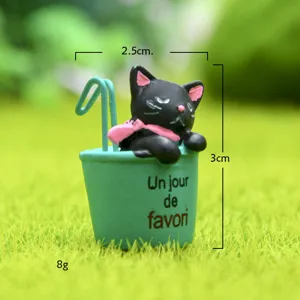 Süße schwarze Katze Harz Topf Figur Miniatur Ornament für Garten Sukkulenten Mikro Landschaft