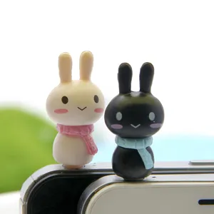 Cute cartoon rabbit dust plug pair for 3.5mm jack phone accessory lovely couple gift item