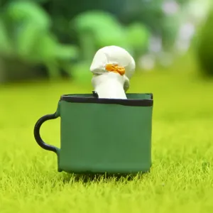 Miniatur Harz Welpe hängende Tasse Figur, perfekt für Garten Moos Landschaft und DIY Dekoration Detail.