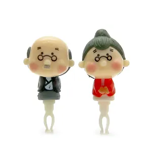 Cute Cartoon Elderly Couple Design Universal Phone Dust Plug Resin Miniature Figurine Accessory
