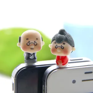 Couple Grandparents Cartoon Phone Dust Plug 3.5mm Universal Cute Anime Headset Jack Stopper