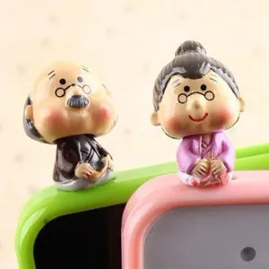 Cartoon Bejaard Paar Hars Stofplug Schattige Anime Telefoon Stofvrije Bedel Universele 3.5mm Stofstopper
