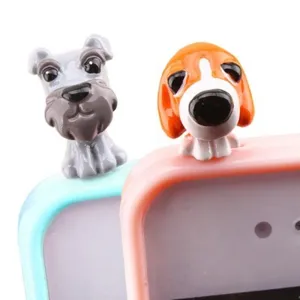 Cute cartoon dog anti-dust plug 3.5mm phone charm cute puppy headphone jack stopper