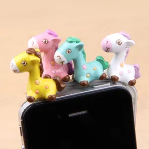 Cute cartoon spotted horse 3.5mm headphone jack dust plug for smartphone and audio