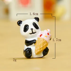 Mini resin panda figurine detail holding ice cream for micro landscape succulent bonsai decor