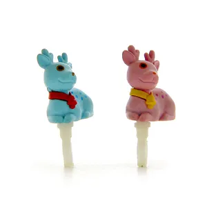 Cute cartoon deer dust plug detail, lovely couple design with 3.5mm headphone jack connector.