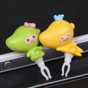 Cute mango cartoon dust plug detail, lovely couple design, vibrant colors and fun accessories.