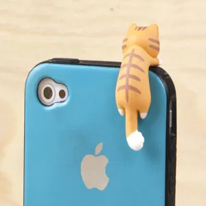 Leuke oranje kat telefoon stofplug figuur, hangend ontwerp, telefoon accessoire detail