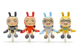 Cute cartoon bee princess phone dust plug and micro landscape figurine set of four.