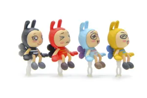 Cute cartoon bee dust plug mini figurine set, multi-expression phone accessory and landscape decor.
