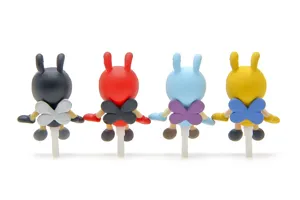 Cute cartoon bee phone dust plug miniature landscape figurine set of four colorful pieces