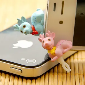 Cute deer phone dust plug, adorable animal headphone jack anti-dust stopper accessory.