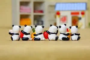 Cute panda miniature figurines food set desktop succulent plant garden micro landscape decor
