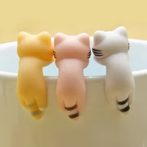 Cute cat cup hanging figurines miniature resin animal ornaments home decor desktop toys