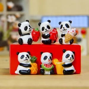 Cute panda resin figurines miniature garden succulent potted plant desktop decor items