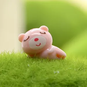 Schattige roze hars beren beeldje charmant miniatuur slapende beren speelgoed voor telefoons