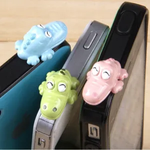 Cute cartoon crocodile dust plug 3.5mm headphone jack protector universal phone accessory