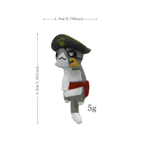Close up detail view of cute pirate cat phone dust plug, miniature resin headphone jack charm.