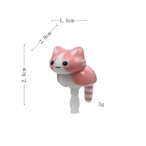 Pink cat phone dust plug cute animal earphone jack stopper lightweight silicone decoration for mobile