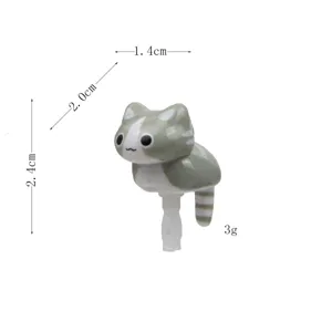 Grey cat phone plug detail shot showing dimensions and cute cute cartoon animal design compact size