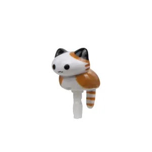 Cute calico cat phone dust plug adorable kitten charm headphone jack stopper miniature figurine