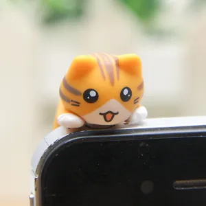 Schattige kat stofplug 3.5mm koptelefoon aansluiting oranje kitty actiefiguur speelgoed