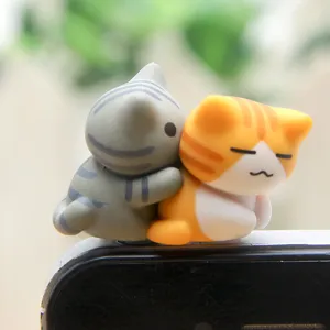 Schattig cartoon kattenfiguur 3.5mm stofdop en microlandschap pop gedetailleerd weergave