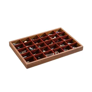 Holz Schmuckkasten Organizer mit vielen Fächern und Samt für Ohrringe und Ringe.