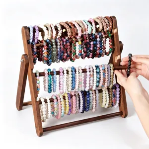 Solid Wood Multi-layer Jewelry Display Stand Large Capacity Bracelet Hair Scrunchie Holder For Jewelry Organization Shop Display