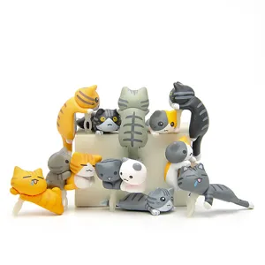Schattige kat miniatuur figuur met stofplug voor telefoon, hars decoratief speelgoed.