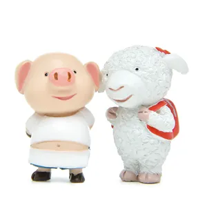 Cute zodiac pig and sheep miniature figures resin DIY micro landscape garden decor.