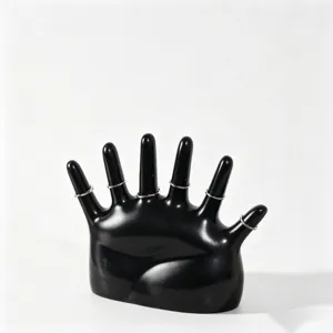 Schwarzer PVC Sechs-Finger Ringhalter Schmuck Display Ständer Desktop Home Dekor Organizer.