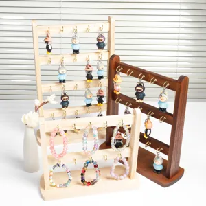 Espositore per Gioielli in Legno Massello Con Ganci in Metallo per Portachiavi Orecchini Collana Bracciale Supporto Portaoggetti da Tavolo Casa
