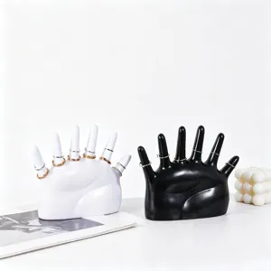Europäischer Stil PVC Sechs-Finger Ring Display Ständer Desktop Schmuck Aufbewahrung Dekoration