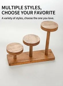 Wooden 3-tier round display stand for jewelry and action figures walnut finish desktop shelf organizer