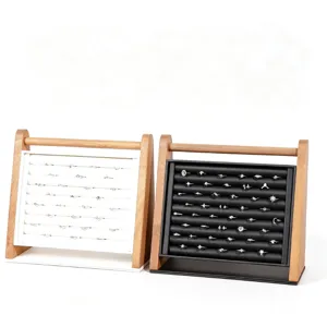 Walnussholz Schräger Schmuckständer Samt Ring Ohrring Display Organizer Halter Für Desktop Schmuck Aufbewahrung Display Regal