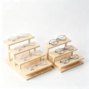 Expositor de gafas de madera estante de almacenamiento de escritorio de múltiples niveles