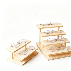 Soporte de exhibición de gafas de madera de varios niveles estante de almacenamiento