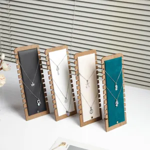 Portacollane Verticale Color Noce Organizzatore di Gioielli Supporto in Legno Staccabile per Braccialetti e Ciondoli da Esposizione