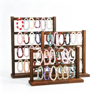 Walnoothouten sieraden displaystandaard met meerlaagse haken voor armbanden en bangles