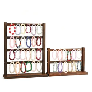 Massief houten sieraden display standaard multi-laag armband opbergrek houder voor winkel