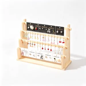 Holz ohrring display ständer mehrstufiger schmuckhalter tischorganizer für geschäft