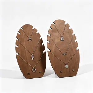 Vertical Flame Shape MDF Wood Necklace Display Stand Jewelry Organizer Rack For Pendants Bracelets Retail Counter Display Holder