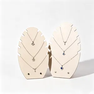 Wooden necklace display stand vertical jewelry storage rack desktop organizer holder for retail