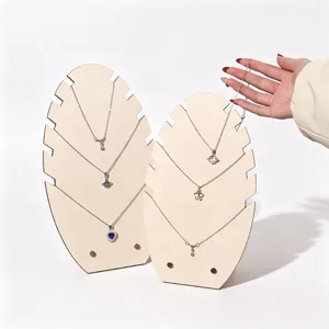 Wooden necklace display stand vertical jewelry organizer for pendant bracelet boutique