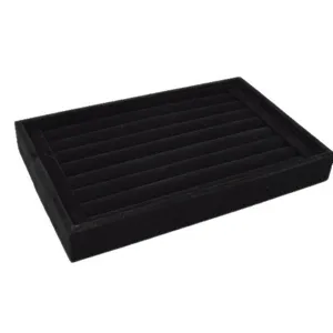 Black velvet ring display tray small jewelry organizer box for earrings and studs counter show