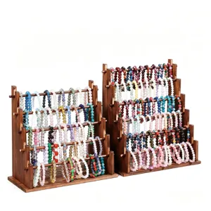 Présentoir de bracelet en bois à plusieurs niveaux support de rangement bijoux