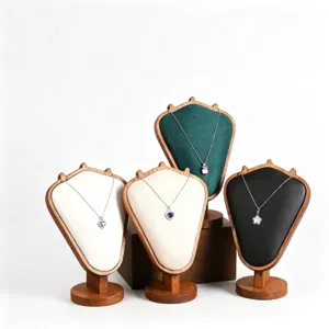 Walnuss Ziegenhorn Halskette Display Ständer Schmuck Vitrine Schaufenster Requisiten