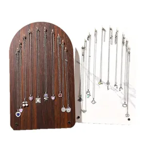 Creative arched jewelry display stand necklace holder walnut and marble grain with chains