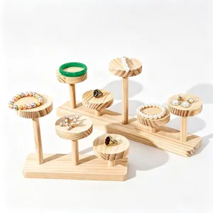 Massief Hout Ronde Schijf Sieraden Display Standaard Gelaagde Multi Laag Actiefiguur Verzamelobject Ornament Tafelblad Desktop Opslagrek Organisatoren